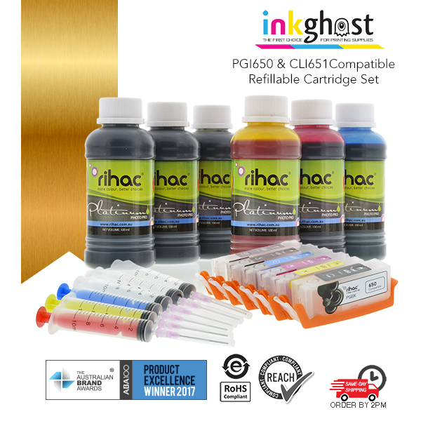 rihac refillable ink cartridges for canon PGI-650 and CLI-651